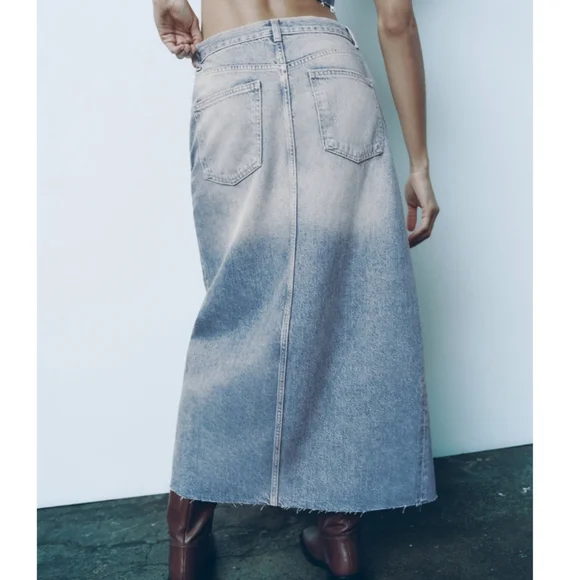 Zara Long Denim Slit Skirt size XS blue - Picture 12 of 15